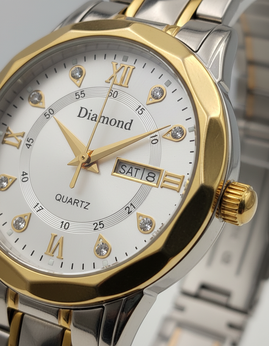 Women's Two-Tone Diamond Watch with Date Display